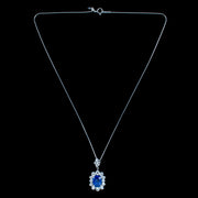 Edwardian Style Sapphire Diamond Pendant Necklace 2.91ct Sapphire