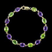 Edwardian Style Suffragette Amethyst Peridot Bracelet 9ct Gold