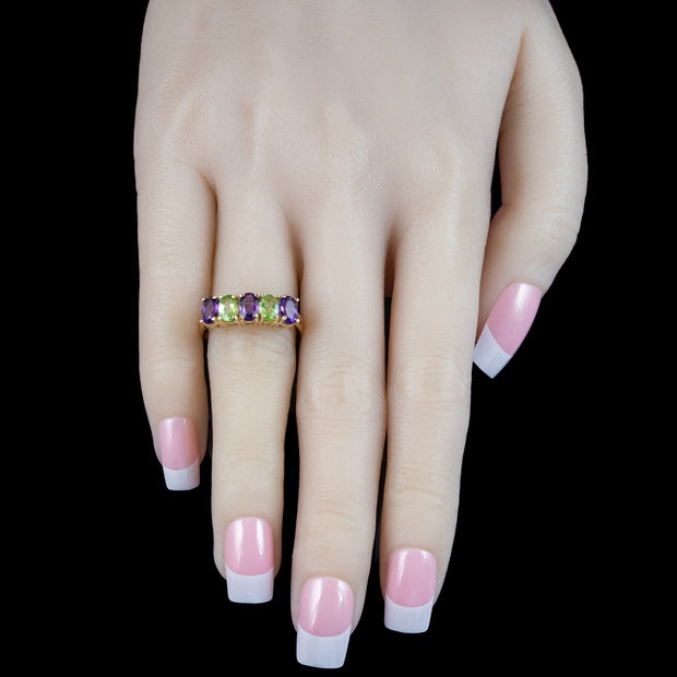 Edwardian Style Suffragette Amethyst Peridot Ring 