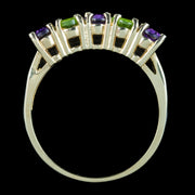 Edwardian Suffragette Style Ring Amethyst Peridot 9ct Gold