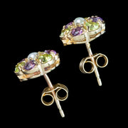 Edwardian Style Suffragette Cluster Stud Earrings 9ct Gold