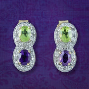 Edwardian Style Suffragette Cluster Stud Earrings 9ct Gold 