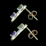 Edwardian Style Suffragette Cluster Stud Earrings 9ct Gold 