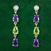 Edwardian Style Suffragette Drop Earrings 9ct Gold