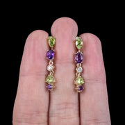 Edwardian Style Suffragette Drop Earrings 9ct Gold