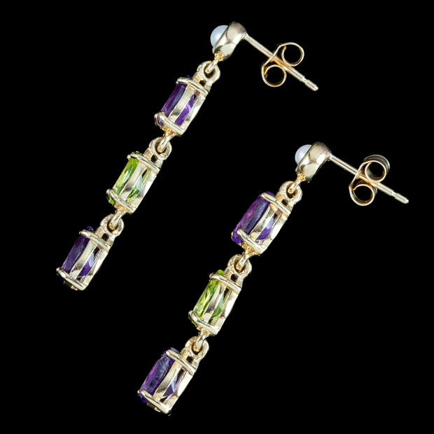 Edwardian Style Suffragette Drop Earrings 9ct Gold