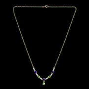 Edwardian Style Suffragette Necklace Peridot Amethyst Diamond