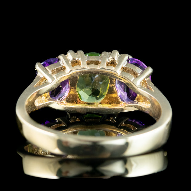 Edwardian Style Suffragette Ring Amethyst Peridot Diamond