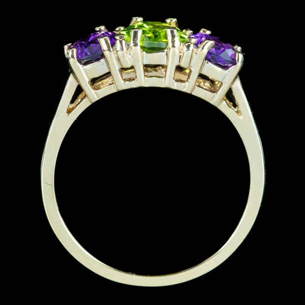 Edwardian Style Suffragette Ring Amethyst Peridot Diamond