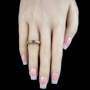 Edwardian Style Suffragette Ring Peridot Amethyst Diamond