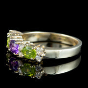 Edwardian Style Suffragette Ring Peridot Amethyst Diamond