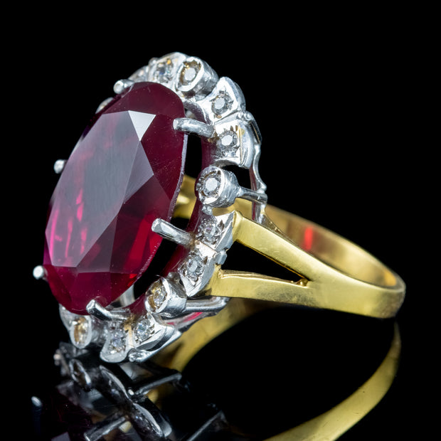 Edwardian Style Synthetic Ruby Cz Cocktail Ring