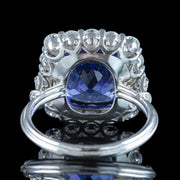 Edwardian Style Tanzanite Diamond Cluster Ring 5.94ct Tanzanite