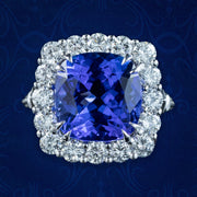 Edwardian Style Tanzanite Diamond Cluster Ring 5.94ct Tanzanite