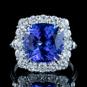 Edwardian Style Tanzanite Diamond Cluster Ring 5.94ct Tanzanite