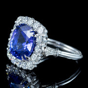 Edwardian Style Tanzanite Diamond Cluster Ring 5.94ct Tanzanite