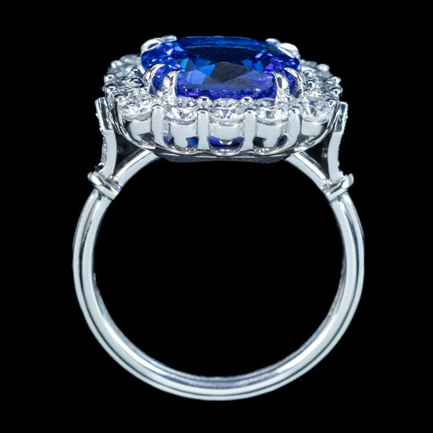 Edwardian Style Tanzanite Diamond Cluster Ring 5.94ct Tanzanite