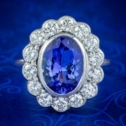 Edwardian Style Tanzanite Diamond Ring 3.50ct Tanzanite 1.40ct Diamond