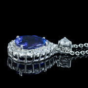 Edwardian Style Tanzanite Diamond Teardrop Pendant Necklace 8ct Tanzanite