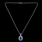 Edwardian Style Tanzanite Diamond Teardrop Pendant Necklace 8ct Tanzanite