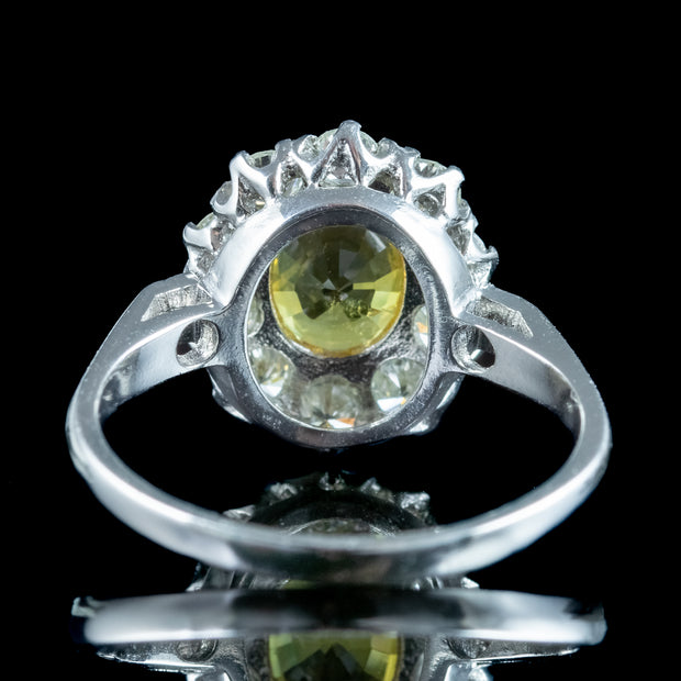 Edwardian Style Yellow Sapphire Diamond Cluster Ring 0.60ct Sapphire