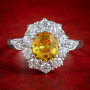 Edwardian Style Yellow Sapphire Diamond Cluster Ring 0.60ct Sapphire