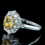 Edwardian Style Yellow Sapphire Diamond Cluster Ring 0.60ct Sapphire