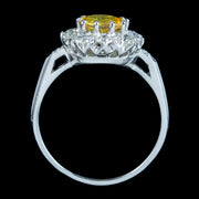 Edwardian Style Yellow Sapphire Diamond Cluster Ring 0.60ct Sapphire