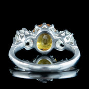 Edwardian Style Yellow Sapphire Diamond Trilogy Ring 1.8ct Sapphire