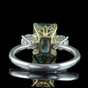 Edwardian Style Zircon Diamond Trilogy Ring 5.88ct Blue Zircon 