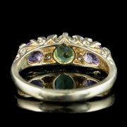 Edwardian Style Suffragette Ring Amethyst Peridot Diamond 