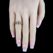 Edwardian Style Suffragette Ring Amethyst Peridot Diamond 