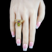 Edwardian Suffragette Style Bee Ring Opal Amethyst Peridot