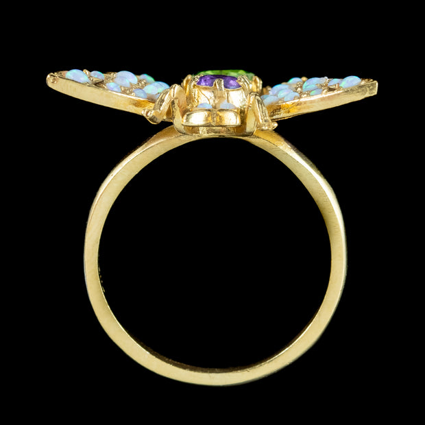 Edwardian Suffragette Style Bee Ring Opal Amethyst Peridot