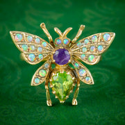 Edwardian Suffragette Style Butterfly Ring Opal Amethyst Peridot