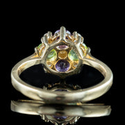 Edwardian Suffragette Style Cluster Ring Amethyst Peridot Diamond