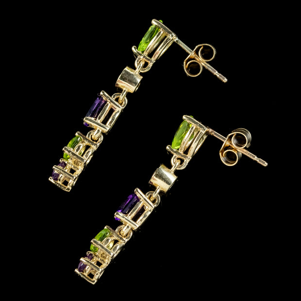 Edwardian Style Suffragette Drop Earrings 9ct Gold 