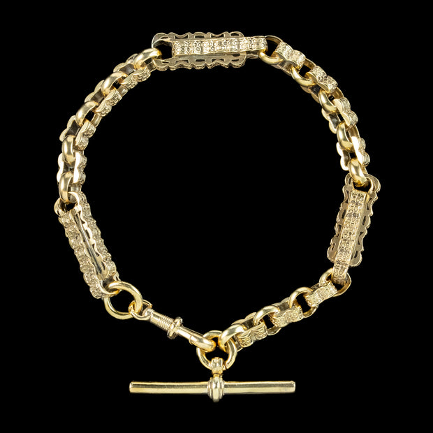 Antique Edwardian Albert Chain Bracelet Silver Gold Gilt Dated 1901