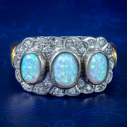 Edwardian Style Opal Cz Cluster Ring 