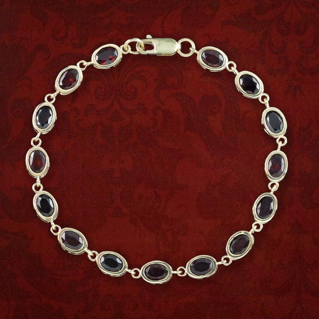 Edwardian Style Garnet Bracelet 9ct Gold