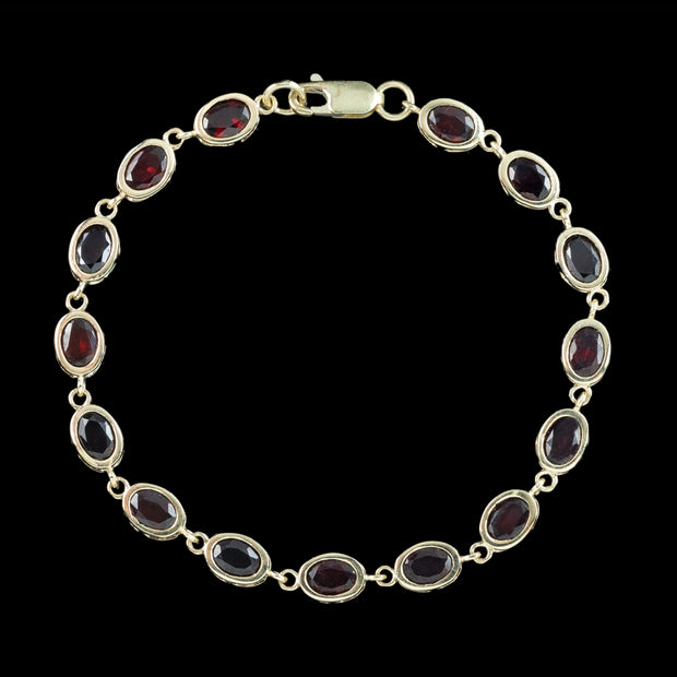 Edwardian Style Garnet Bracelet 9ct Gold