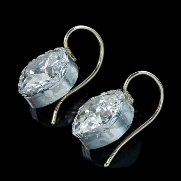 Georgian Style Paste Solitaire Earrings Silver 18ct Gold 