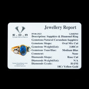 Georgian Style Sapphire Diamond Trilogy Ring 3ct Sapphire With Cert