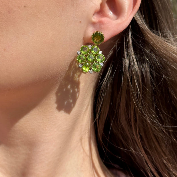 Vintage 1960's Peridot Diamond Earrings