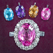 Interchangeable Multi-Gemstone Cluster Ring With Box