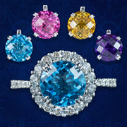 Interchangeable Multi-Gemstone Cluster Ring With Box