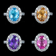 Interchangeable Multi-Gemstone Cluster Ring With Box