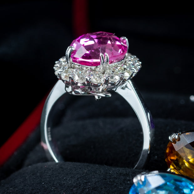 Interchangeable Multi-Gemstone Cluster Ring With Box