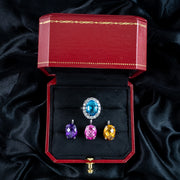 Interchangeable Multi-Gemstone Cluster Ring With Box