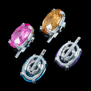 Interchangeable Multi-Gemstone Cluster Ring With Box